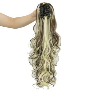 IMISSU Thick Mess Curly Jaw Claw Ponytail Hair Pieces Extensions Pony Tail Clip in Hairpiece 24 Inches (Piano Blonde Mix Brown)
