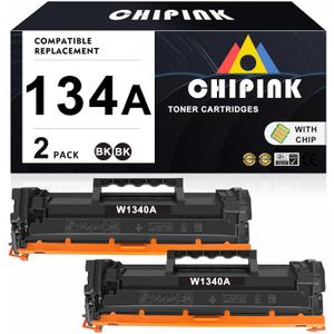 134A Toner Replacement Compatible with 134A Black Toner Cartridge W1340A 134X W1340X for Laser 209dw MFP M234dw M234sdw Printers Ink (with Chip) (2 Pack, Black)