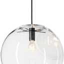 E27 Industrial Clear Glass Globe Shade Pendant Lighting Modern Kitchen LOFT Hanging Light Lamp (25cm)