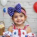 2 Pack 4th of July Baby Girl Bows,Large Double Bows Headband with Star Handmade Stretchy Hairbands for Newborn/Infant bows.or 1-3 Year Kids