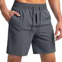 Soothfeel Men's Running Shorts with Zipper Pockets 9"/ 7"/ 5" Quick Dry Eight Basketball Gym Workout Athletic Shorts (Large)