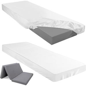 Breling Fitted Sheet (Sheet Only) Compatible with Milliard Trifold Mattress Folding Mattress Fitted Microfiber Bedclothes for Camp Bunk Rvs Bed(White,2 Pcs,Single,4'')