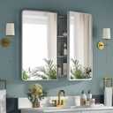 Bathroom Medicine Cabinet with Mirror 24x30Inch, Silver Medicine Cabinet Recessed or Surface Wall-Mounted, Mirrored Cabinets with Sturdy Metal Adjustable Shelves for Bathroom Vanity