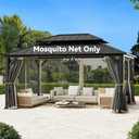 Gazebo Mosquito Netting Replacement Universal 4-Panel Sidewalls 12' x 16', Outdoor Gazebo Mosquito Nettings with Double Zipper, Replacement for Patio Canopy, Garden (Mosquito Net Only)