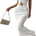 SOLY HUX Women's Two Piece Outfits Twist Front Halter Cami Tops and Skirt Summer Set (Plain White), Small