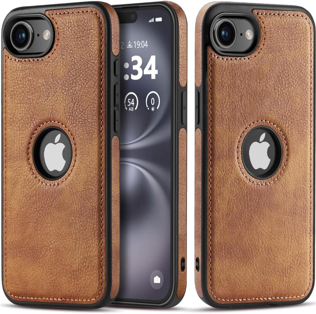 for iPhone 16E Case Vegan Leather Slim Luxury Elegant Vintage Phone Cover 2025 6.1 Inch (Brown)