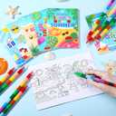24 Set Summer Mini Coloring Books Bulk with 24 Set Stacking Crayons Beach Pool Favors Activity Books Bulk for Summer Party End of Year Gifts Birthday Goodie Bags Stuffers