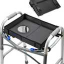 FANGSUN Walker Tray for Folding Walker 2.0 Upgraded Detachable Tray for Walkers with Extended Straps & Cup Holder, Fits Standard Folding Walkers with Side Bars, Mobility Accessory for Seniors
