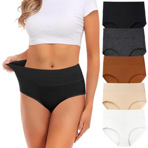 Womens Underwear,Cotton Mid Waist No Muffin Top Full Coverage Brief Ladies Panties Lingerie Undergarments for Women Multipack (Small, Multicolor New 5pack)