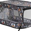 Beatrice Home Fashions Portable, Collapsible, Pop Up Kennel Travel Cat and Dog Crate, 24" L x 16.6" W x 16" H, Face of Love