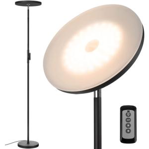 JOOFO Floor Lamp,30W/2400LM Sky LED Modern Torchiere 3 Color Temperatures Super Bright-Tall Standing Pole Light with Remote & Touch Control for Living Room,Bed Room,Office (Black)