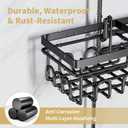 KEGII Shower Caddy Hanging for Handheld Showerheads, Rustproof Hanging Shower Organizer with Soap Dish, Toothbrush Holder and Hooks, Over Showerhead Caddy for Bathroom