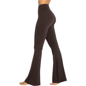 Sunzel Flare Leggings, Crossover Yoga Pants with Tummy Control, High Waisted and Wide Leg, No Front Seam Java Brown Medium 28" Inseam