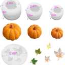 2 x 4 Pack Halloween Candle Molds, Multistyle Size Pumpkin Silicone Molds and Maple Leaf Mold for Candle Making Resin Soap Casting, 3D Creative Molds for All Saints' Day Thanksgiving Gifts