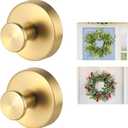 MrAthlet Suction Cup Wreath HangerSuction Cup Hooks Hanging 15 LbsWaterproof Suction Cup Wreath Holder for Windows, Shower, WreathsSmooth Doors (Gold, 2)