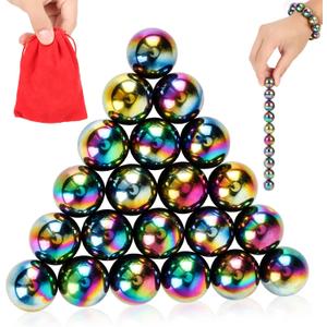 21Pcs Magnet Rainbow Ball Fidget Toy, DIY Hematite Stones Toys for Adults, Science Kit for Anxiety Relief, Magnetic Rattle Snake Birthday Easter Gift Egg Filler Stuffer Party Favors