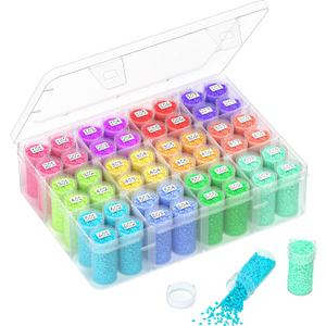 12-Grid Diamond Painting Storage Containers with Removable Dividers, 48 Leak-Proof Bottles, Bead Organizer for DIY Crafts, Rhinestones, Jewelry Making Accessories