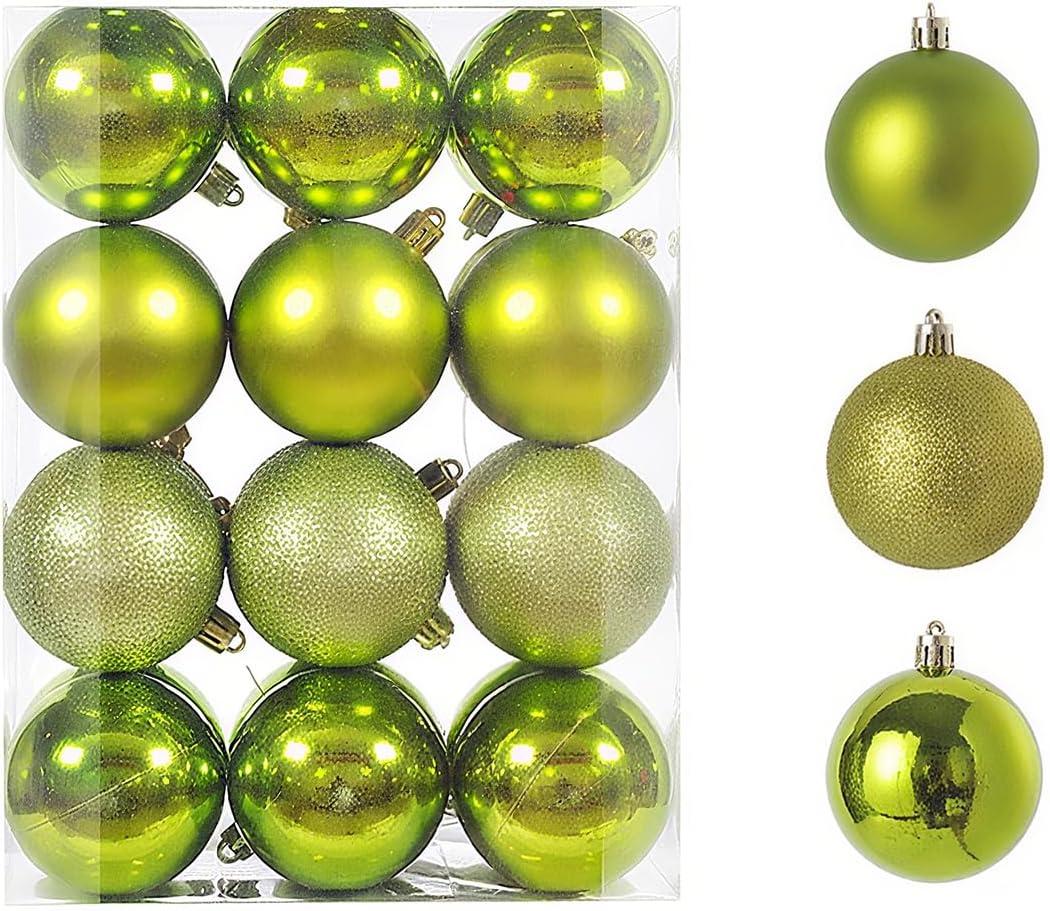 24ct Mini Christmas Balls Ornaments for Xmas Christmas Tree - Small Shatterproof Decor Hanging Ball for Holiday Wedding Party Decoration 1.18 Inch/30mm, Fruit Green