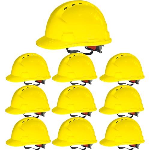 20 Pack 4 Pt. Suspension Hard Hat Bulk Safety Helmets Adjustable Ratchet Hard Hats, Vents & Sweat Cotton Brow Pad - ABS Construction Safety Helmets for Work Sites & Outdoor Labor
