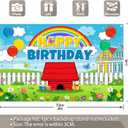 Fabric 72x43inch Cartoon Red House Backdrop Happy Birthday Blue Sky Grass Flowers Rainbow Balloons Photography Background Kids Children Party Decorations Photo Props