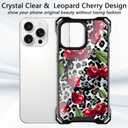 for iPhone 12 Pro Max Cheetah Print Cherry Case with Chain Strap [Compatible with MagSafe] Magnetic Clear Four Corners Shockproof Leopard Cherries Cover for Girls Women iPhone 12 Pro Max