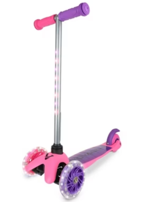 Voyager Scooters for Kids Ages 3-12 with Light-Up Wheels & Stem & Deck & BELEEV A1 Scooter for Kids Ages 2-6, 3 Wheel Scooter for Toddlers Girls Pink Purpl Boys