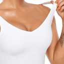 Oalka Sports Bra Womens Longline Padded Crop Tank Yoga Bras Workout Fitness Top (White, M)