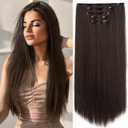 Dark Brown Hair Extensions StrRid Clip in Extension Straight 22"Long Synthetic Black Thick Clips on Hairpieces for Women 5PCS Blonde Curly Wavy 18" Easy Installation Cheap White Natural Full Head 5 Oz