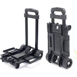 Foldable Plastic Folding Cart Lightweight Folding Shopping Trolley Mini Luggage Hand Truck for Travel Shopping Moving Office Use (2-Wheels)