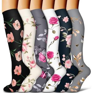 Compression Socks for Women and Men 6 Pairs 15-20 mmHg Circulation-Best Support for Athletic Running Cycling (Large-X-Large, Assort02)