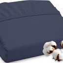 ROYALE LINENS 300 Thread Count 100% Long Staple Combed Cotton Fitted Sheet Twin - Super Soft Deep Pocket Bottom Sheet - Fitted Sheets Only - Elastic Sheets (Twin, Navy)