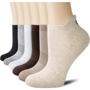 CS CELERSPORT 6 Pairs Ankle Athletic Running Socks Low Cut Sports Tab Socks for Men and Women, Medium