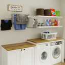 BGT Wash Clothes Drying Rack Wall Mount Laundry Room Organizer with Hooks & Swing Arms, 17" Metal Laundry Rack Silver