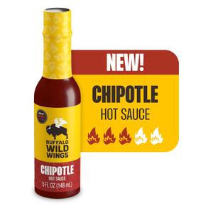 Buffalo Wild Wings Chipotle Hot Sauce, 5 fl oz, Medium Hot Dipping Sauce, Marinade and Seasoning for Chicken Wings and Pork Ribs, Made with Chipotle Peppers (Small)