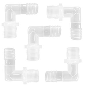 Joywayus Plastic Hose Barb Fittings 90°Elbow 3/8" Hose Barb x 1/2" Male NPT Barbed Adapter Pipe Connectors Joint Splicer Mender Adapter Union (Pack of 5)