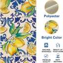 3 x Blue Lemon Italy Tile Pattern Dining Table Runner, Amalfi Coast Italian Capri Citrus Burlap Kitchen Decoration, Summer Mediterranean Indoor Outdoor Home Decor Party Supply 13 x 72 Inches