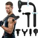 Massage Gun Deep Tissue with Extension Handle Professional Percussion 3-in-1 Detachable Back Massager for Pain Relief,Muscle Relief Massager for Shoulder Back Thigh Waist&Neck (Dark Black)