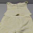 MakeMeChic Women's Summer 2 Piece Sets Striped Knit Halter Tank Tops Mini Shorts Set Beach Vacation Outfits (Large, Yellow White)