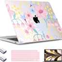 TWOLSKOO for MacBook Air 13 inch Case M5 2026 M4 2025 M3 M2 2024-2022 A3449 A3240 A3113 A2681, Plastic Hard Shell & Keyboard Cover & Type C for MacBook Air 13.6 inch Case, Floral Spring