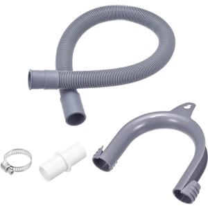 MECCANIXITY Washing Machine Drain Hose Extension Kits 1.97ft Gray for Washing Machine with Extension Adapter, U-Bend Hose Holder, 2 Clamps (0.6m)
