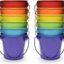 3.1" Galvanized Mini Tin Buckets  12Pcs Rainbow Colors Metal Buckets with Handle, Ideal for Party Favors, Bridal Shower and Craft Projects (Multi-Colored, 3.1")