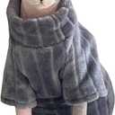 Turtleneck Sweater for Sphynx Cat Soft Coral Fleece Cat Clothes Thick Winter Warm Outfit Coat for Hairless Cats and Small Dogs Apparel with Sleeves (Grey, XL (9-13 lbs))