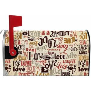 Valentine's Day Mailbox Covers Magnetic Standard Size 21x18 Inch Different Fonts of Love Valentine Mailbox Cover Waterproof Mail Box Wraps Post Letter Box Covers for Outdoor Garden Yard Decorations