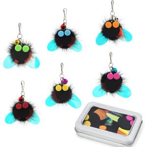 SONGWAY Cat Toy Wand Refills - 6 PCS Insect Shaped Furry Cat Toys Replacement, Interactive Cat Toys for Indoor Cat Kitten