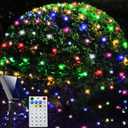 Curyidy Solar Net Lights Outdoor Mesh Lights Christmas Decorations, 200LED String Tree Wrap Waterproof 19 Modes for Bushes, Fence,Garden, Shrubs,Trunk, Halloween,Xmas Decor (6 Colors, 9.8ft x 6.6ft)