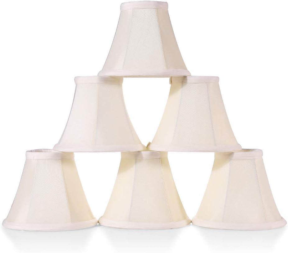 Wellmet Chandelier Shades, ONLY FOR CANDELABRA BULBS, Clip-on Fitter Lamp Shades, 3" X 6" X 5", 6 pcs Set (Cream white)