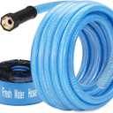 Kohree 35FT Upgraded RV Water Hose, 5/8" Premium Drinking Water Hose for Camper, Leak Free, No Kink, Flexible Garden Hose 35 ft with Storage Bag, Reinforced PVC Design w/Strain Relief Ends - Blue