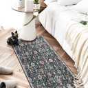 Lahome Kitchen Rugs Non Slip Washable Rugs for Entryway, 2x4 Rug Non-Slip Moroccan Trellis Ultra-Thin Indoor Door Mat Small Carpet for Bathroom Bedroom Entry Elise, Black/Multi