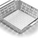 Weber Style Small Stainless Steel Vegetable Basket  Durable Grill Basket for Side Dishes, Fits All Weber Grills, Silver