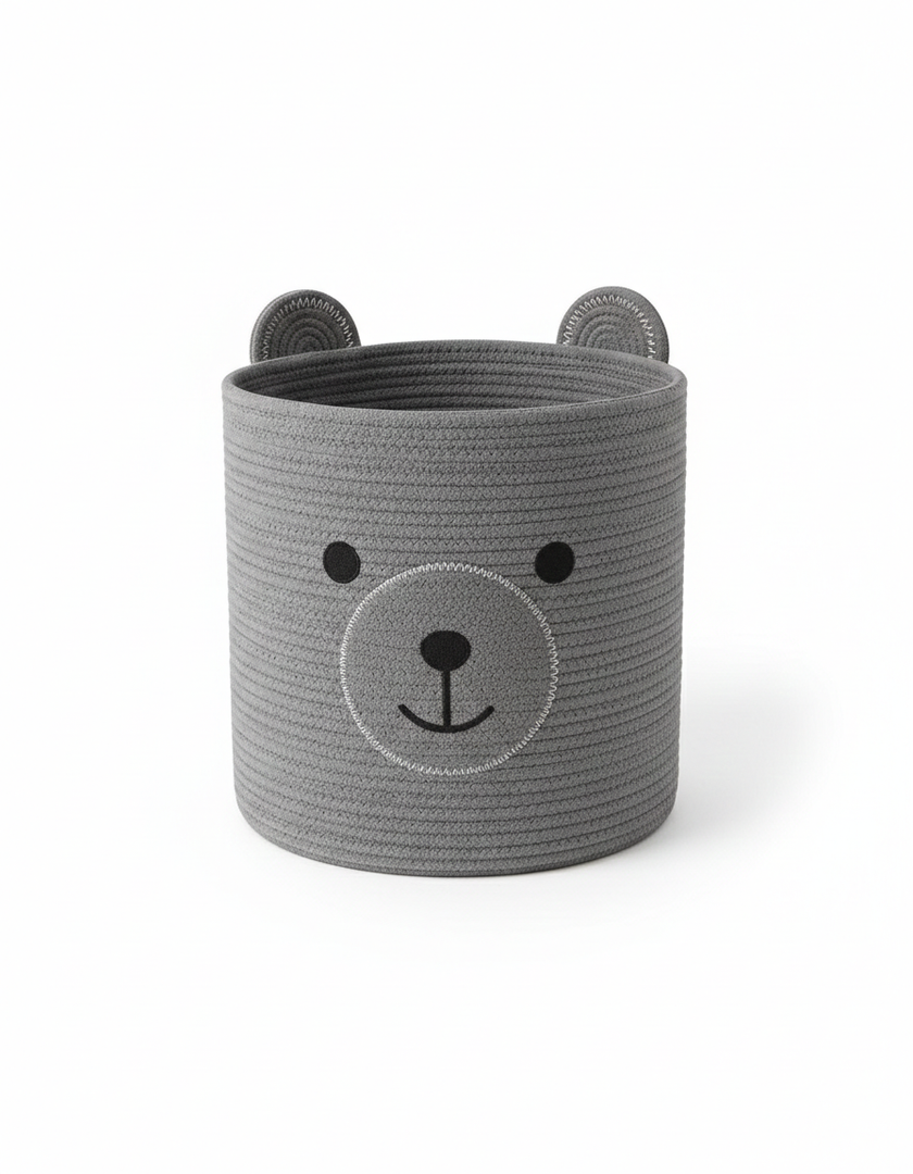 Bear Basket for Nursery, Baby Baskets for Storage, Baby Shower Baskets, Laundry Basket, Storage Hamper for Children Kids Toy Plant Indoor Corner (Light Brown)